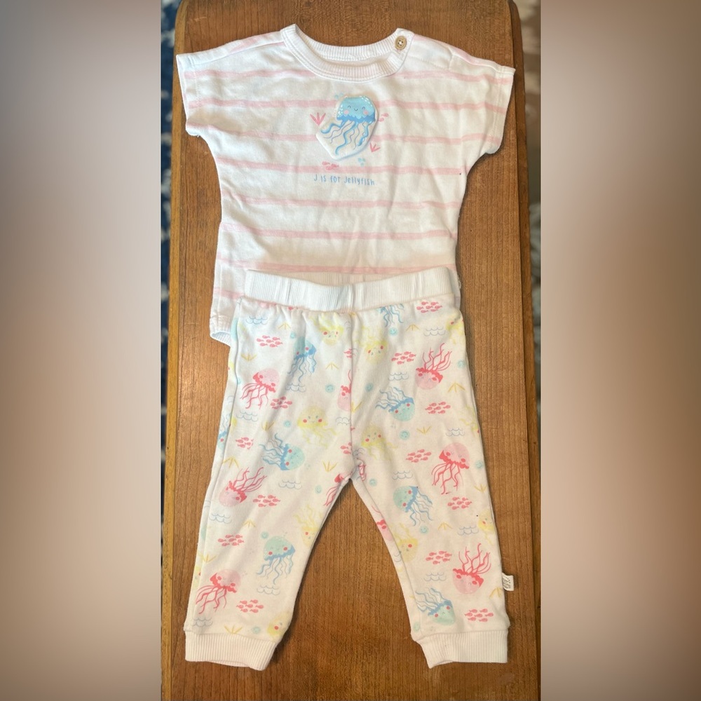 Striped Baby Outfit with Jellyfish Print